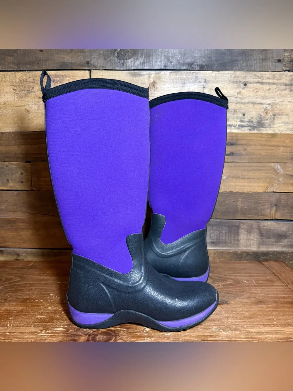 The Original MUCK BOOTS Wellington Boots Arctic EVA Black/Purple Women’s size 6